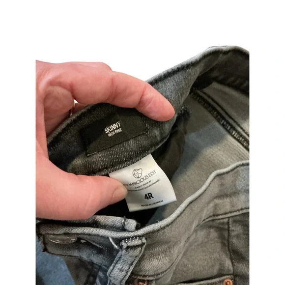 Express Conscious Edit High Rise Skinny Jeans Grey Two Tone Side Stripe 4R - Picture 4 of 5